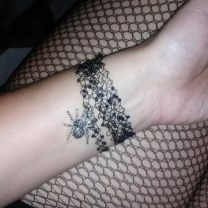 Charm bracelet,Spider Tattoo choker style bracelet
